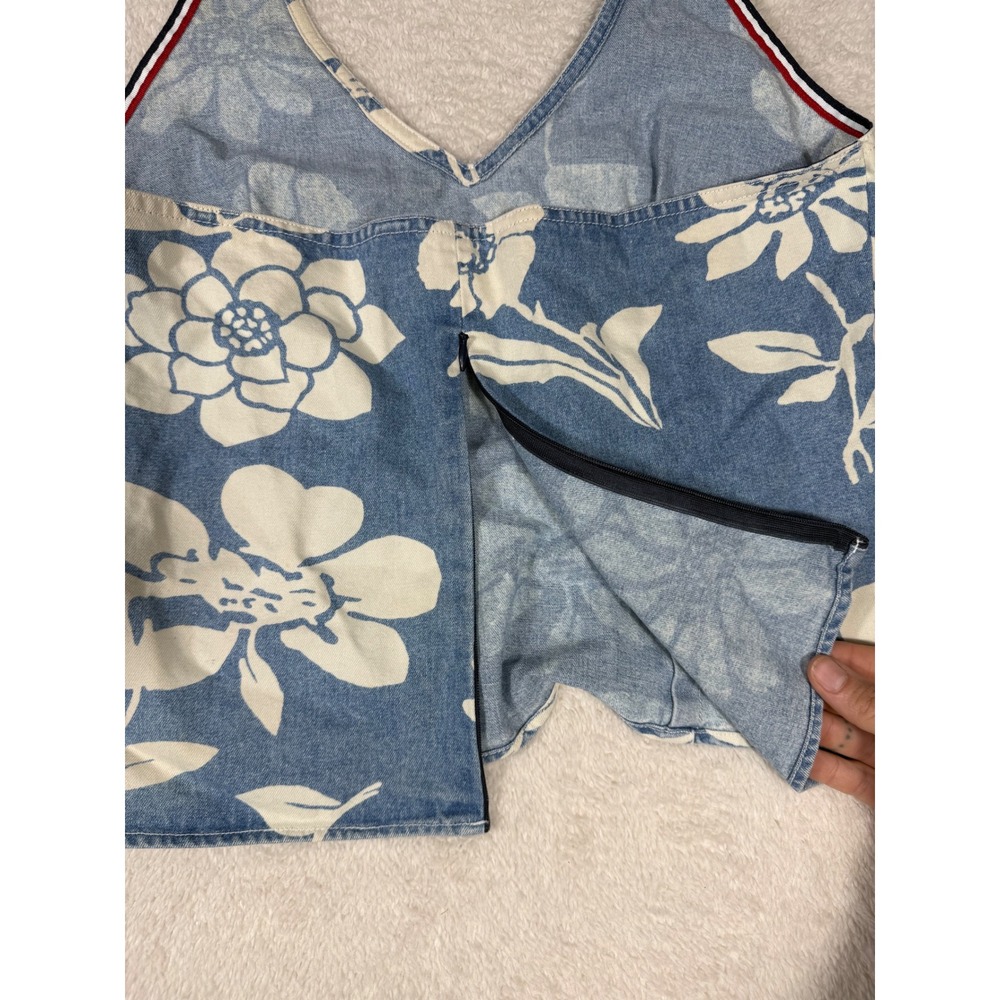 Tommy Hilfiger Floral Denim Set Women 10 Blue Vintage 90s Y2K Hibiscus Pant - Picture 16 of 16
